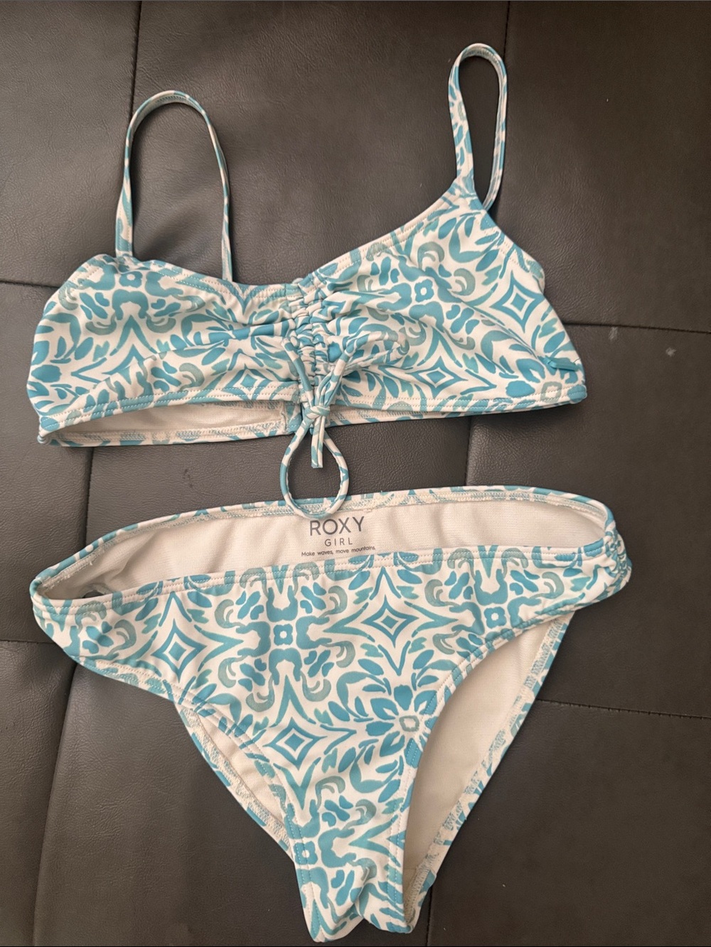 Roxy Blue & White Printed Two-Piece Bikini